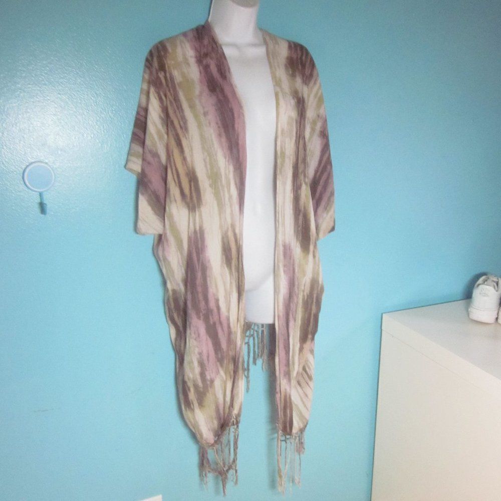 Tiare Hawaii Kimono Cardigan  S / M Pink Tie Dye